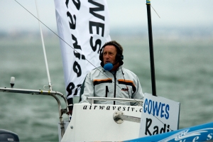 Dick Johnson commentates from the heart of the regatta action 